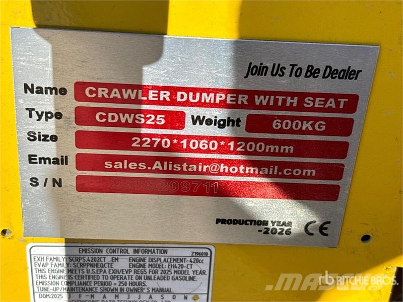 CD25,CDW25 Mini Crawler Dumper (Unused) عربات نقل قلابة للمواقع