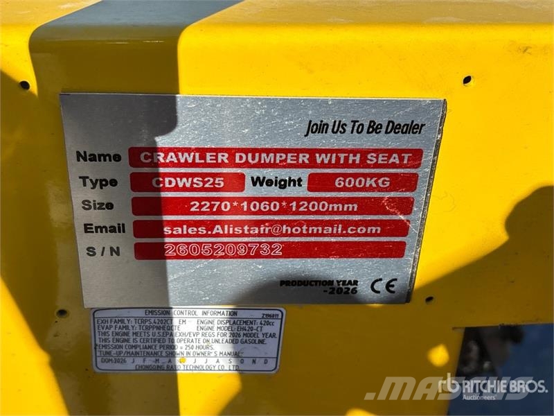  CD25,CDW25 Mini Crawler Dumper (Unused) عربات نقل قلابة للمواقع