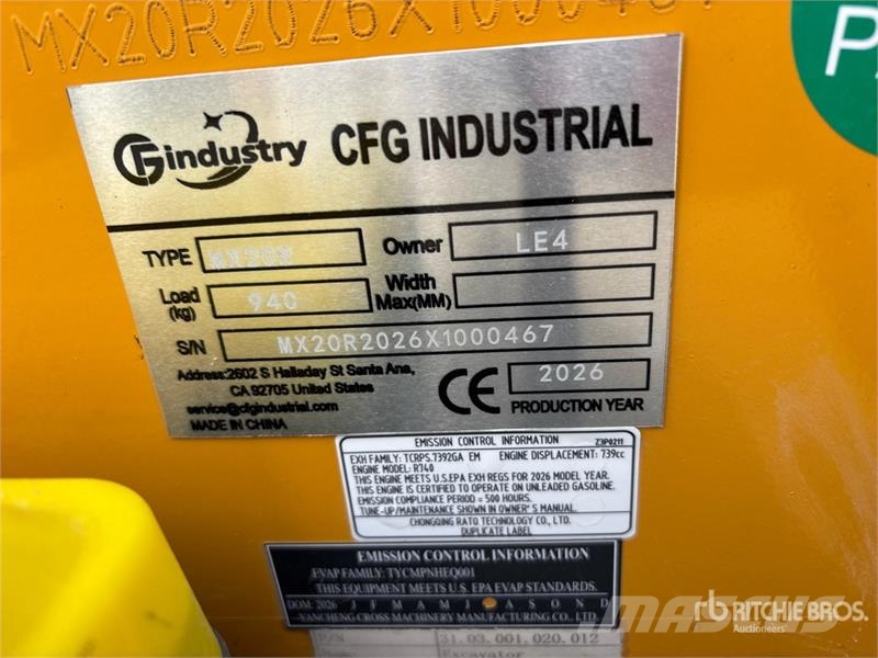 CFG MX20R Mini Excavator (Unused) Minikoparki