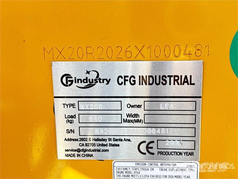 CFG MX20R Mini Excavator (Unused) Minigravemaskiner
