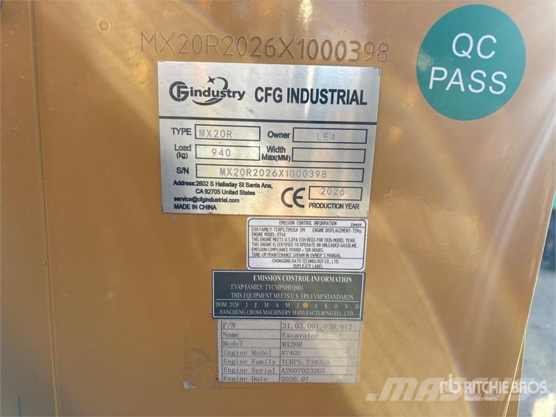 CFG MX20R Mini Excavator (Unused) Miniexcavadoras