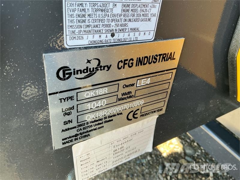 CFG QK18R Mini Excavator (Unused) Minigrävare < 7t
