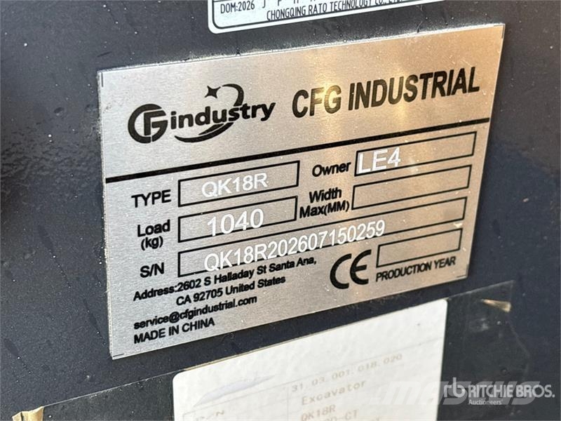 CFG QK18R Mini Excavator (Unused) Minigravemaskiner