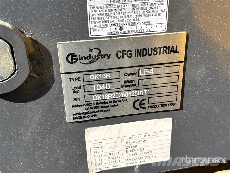 CFG QK18R Mini Excavator (Unused) Mini excavadoras < 7t