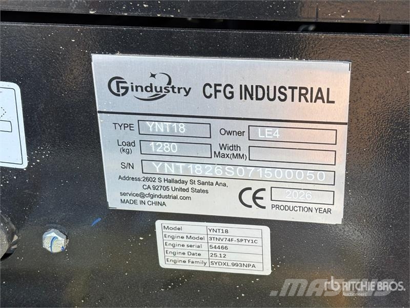 CFG YNT18 Mini Excavator (Unused) Minigravemaskiner
