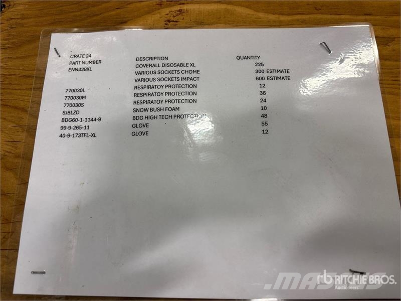 Chrome Socket, Respiratory Protection, Glove Outros componentes