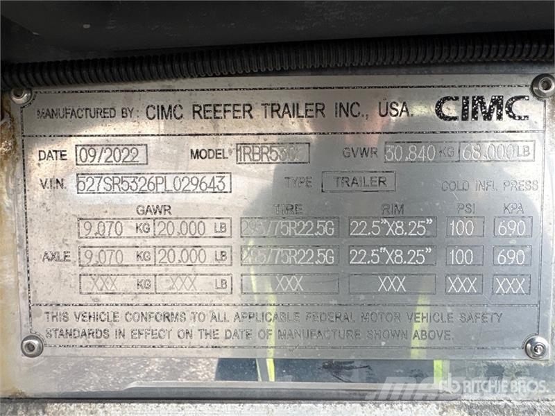 CIMC 53 ft T/A Refrigerated Trailer نصف مقطورات بدرجة حرارة قابلة للضبط