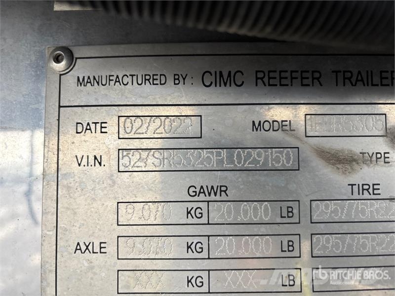 CIMC 53 ft T/A Refrigerated Trailer Frysetrailer Semi