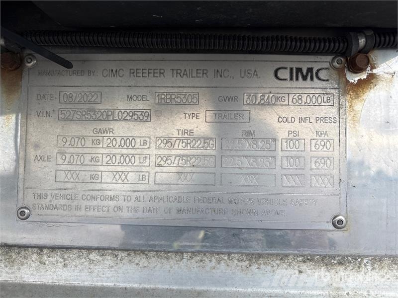 CIMC 53 ft x 102 in T/A Refrigerated Trailer Semi-trailer med Kølefunktion
