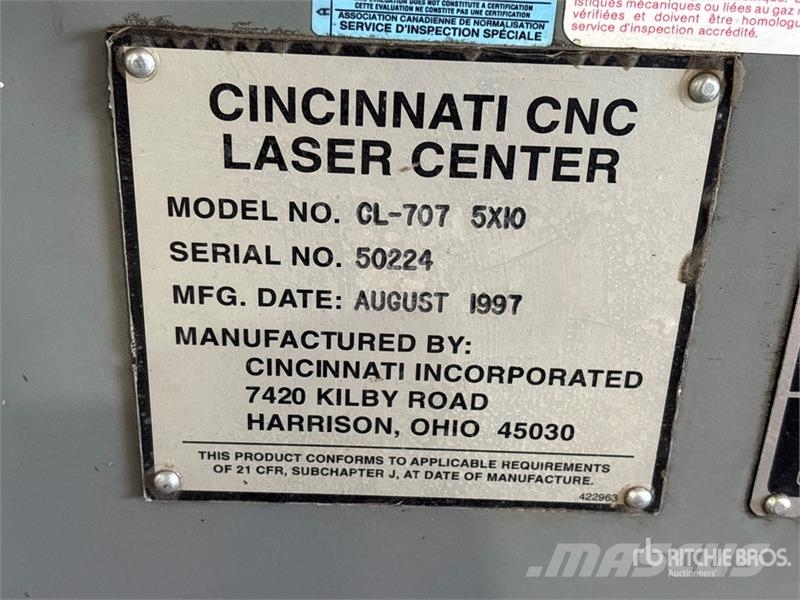  Cincinnati Incorporated CL-707 5X10 Laser Cutting  معدات البناء - غير ذلك