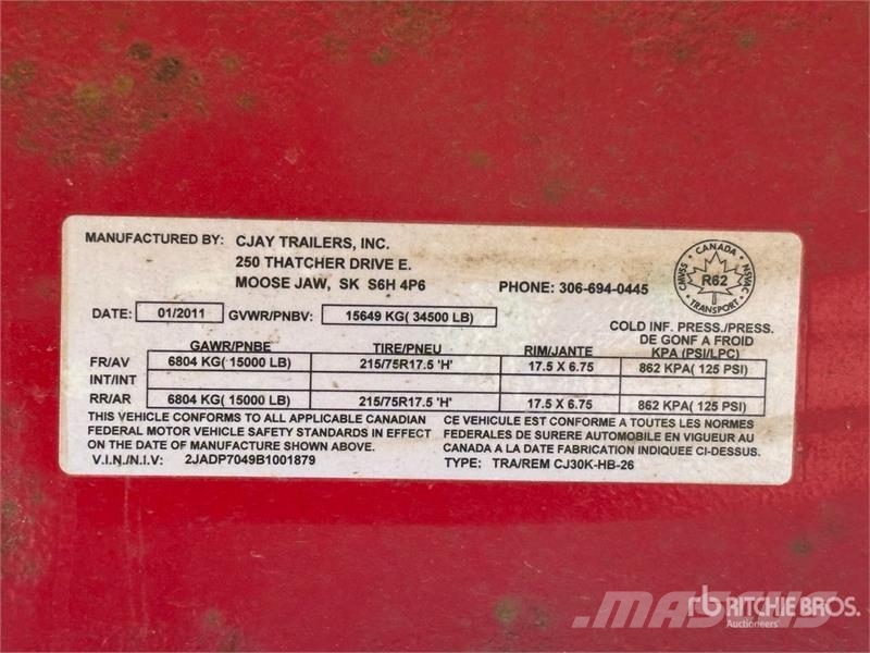 CJay CJ30K-HB-26 30 ft T/A Equipment Trailer Autotreilerid