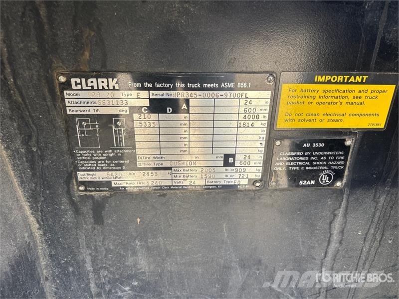 Clark NPR20 4000 lb Reach Truck (Inoperable) Carretillas retráctiles