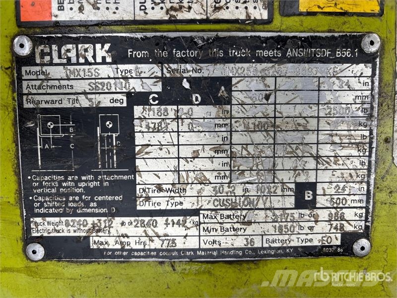 Clark TMX15S 1100 kg Electric Forklift Carrelli elevatori elettrici