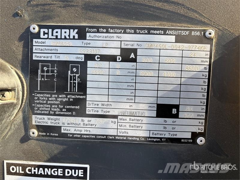 Clarke CMP-50-SL 8600 lb Forklift Otras carretillas elevadoras