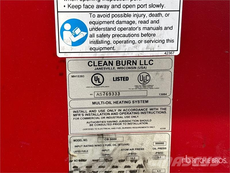 Clean Burn CB-5000 Waste Oil Furnace Ostale komponente za građevinarstvo
