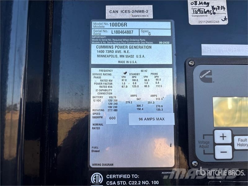 Cummins 100D6R T/A 100 kw/125 kva Generator Trailer Tieflader