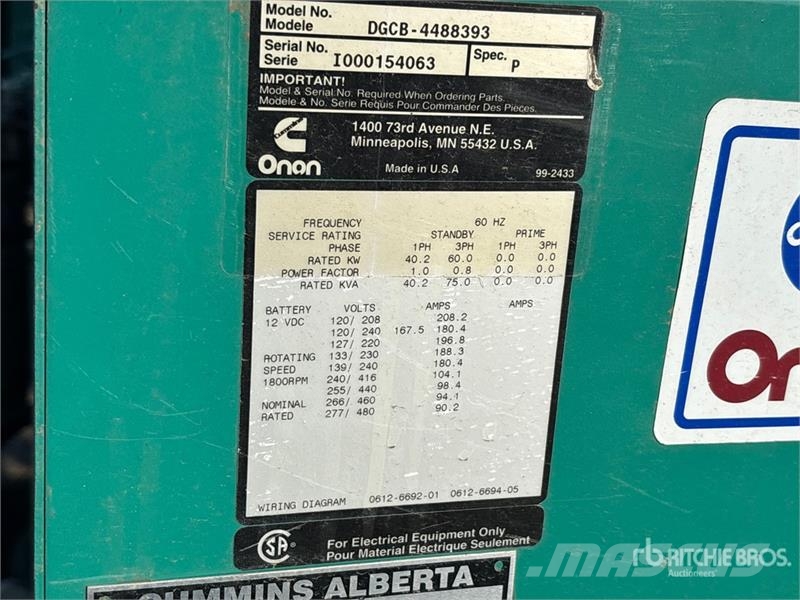 Cummins DGCB-4488393 60 kW Skid-Mounted Generator Set Diiselgeneraatorid