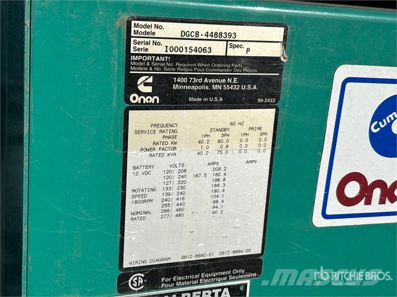 Cummins DGCB-4488393 60 kW Skid-Mounted Generator Set Diiselgeneraatorid