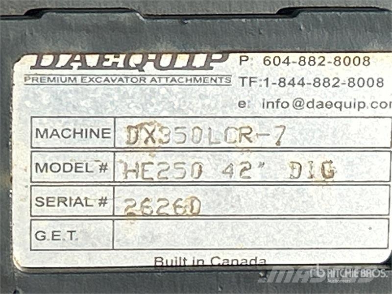 DaeQuip HE250 HE250424XDDBQC 42 in Q/C Digging Excavator B Kašike / Korpe