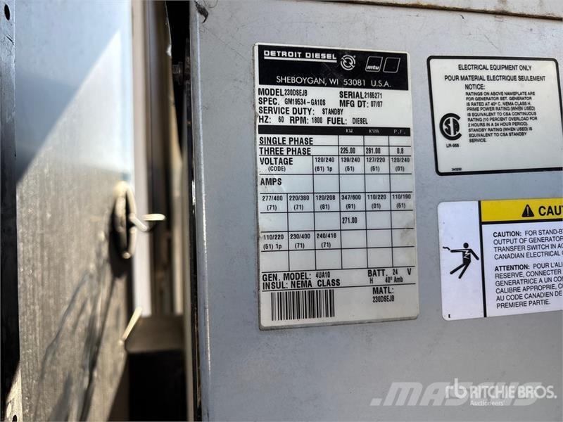 Detroit Diesel Diesel 4UA10 225 kW Skid-Mounted Generator  Generadores diésel