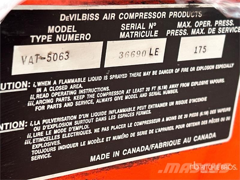  Devair VAT-5063 Skid-Mounted 120 gal Air Compresso Kompressorit