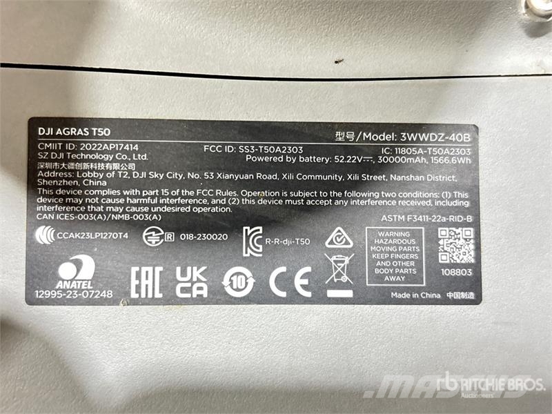 DJI Agras 3wwDZ-40B Sprayer Drone Andre komponenter