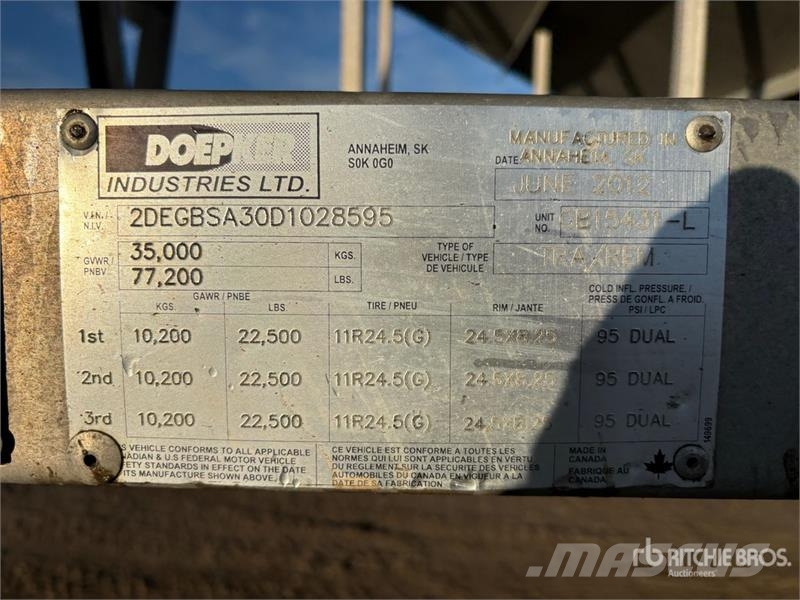 Doepker 28 ft Super B-Train Lead Belly Grain Trailer Grūdų vežimėliai
