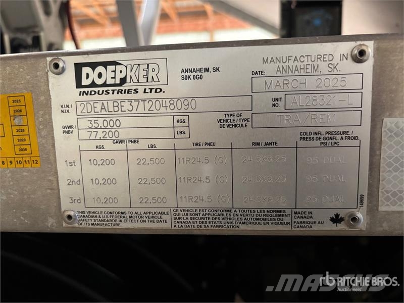 Doepker Legacy 29 ft Tri/A Super B-Train Lead Grain Traile مقطورة حبوب