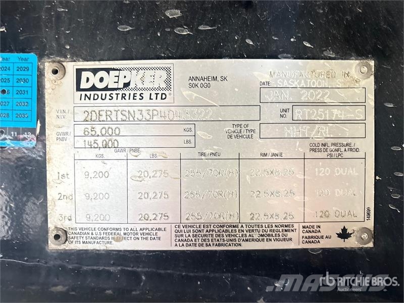 Doepker RT25174-S 53 ft Tri/A Sliding Axle Trailer 平板拖车