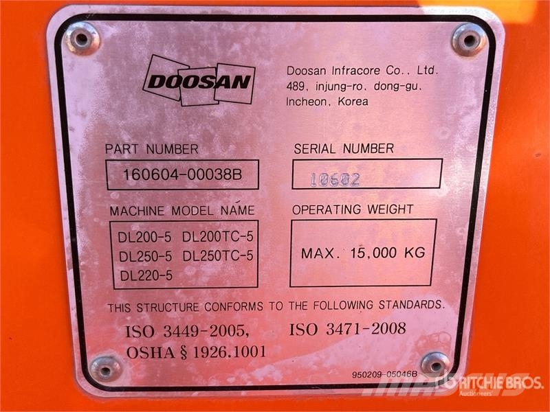 Doosan DL250-5US11 Wheel Loader Gumikerekes homlokrakodók