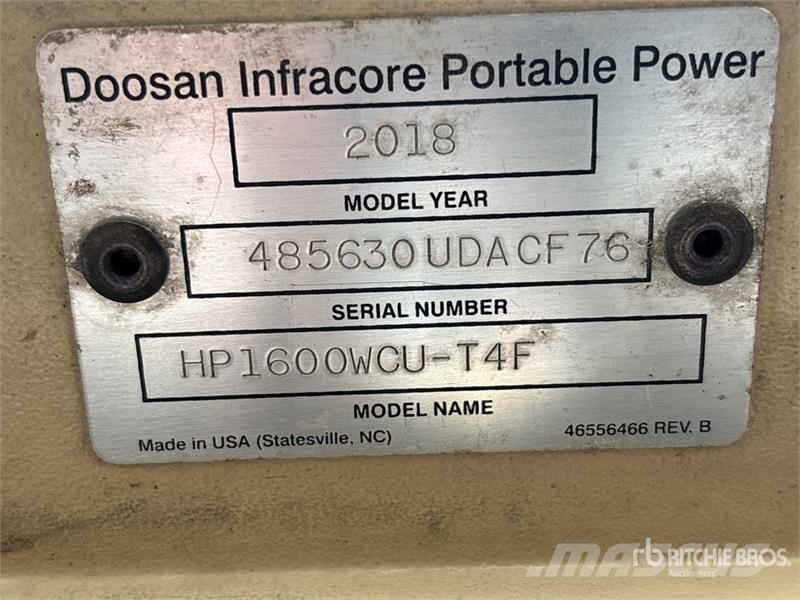Doosan HP1600WCU-T4F Mobile Air Compressor (Inoperable) Compressors