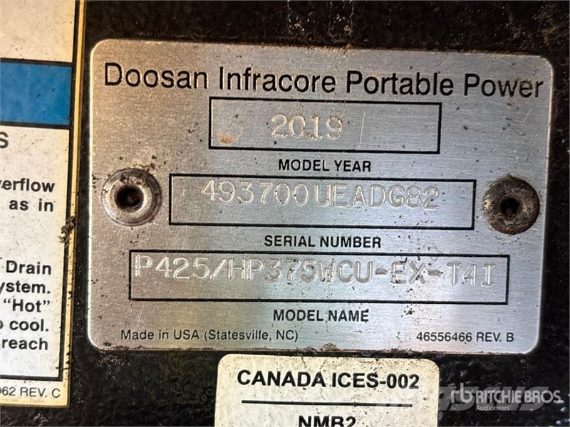 Doosan P425/HP375WCU-EX-T4I Mobile Air Compressor (Inoper Kompressoren