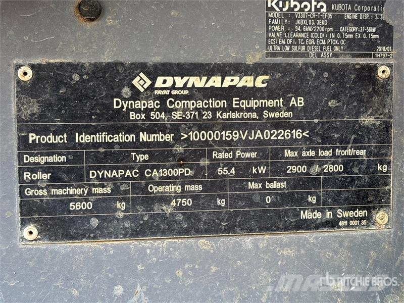 Dynapac CA1300PD Padfoot Drum Compactor مداحل أحادية الأسطوانة