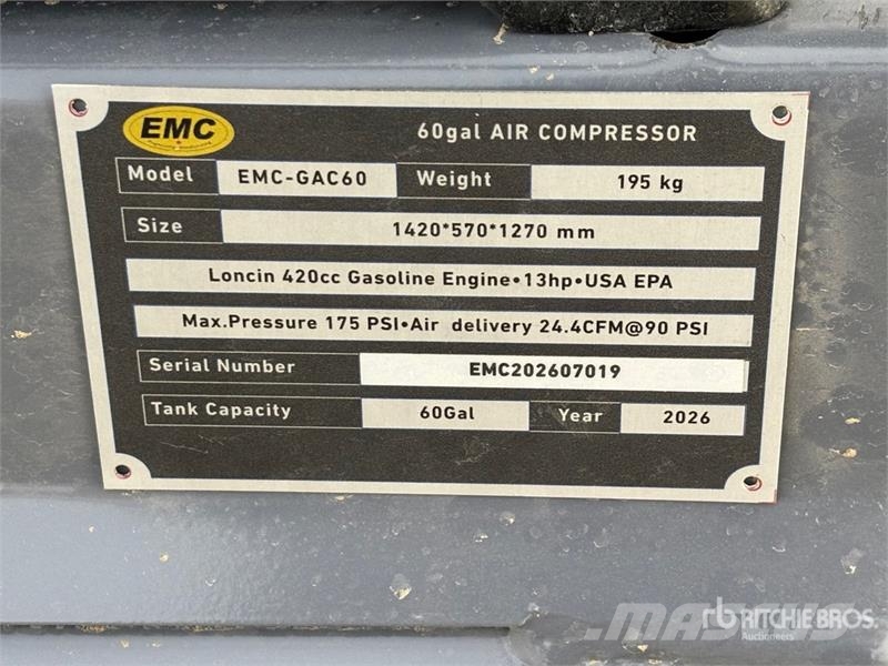EMC GAC60 60 gal Air Compressor (Unused) مكابس