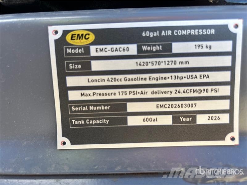 EMC GAC60 Skid-Mounted 60 gal 2-Stage Air Compressor ( Compresoare