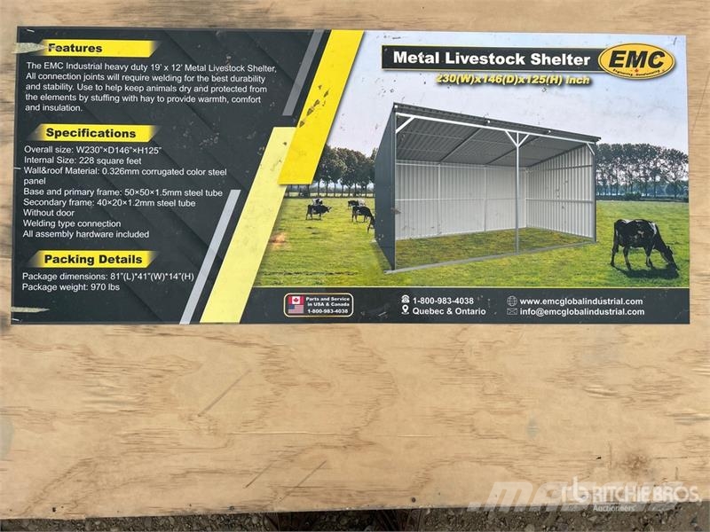 EMC LS1912-H317 19 ft x 12 ft Metal Shed Livestock She Оборудование для животноводческих ферм