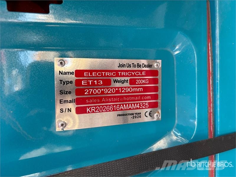  ET13-BLUE Electric Trike (Unused) 汽车