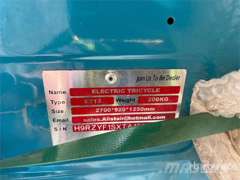 ET13-BLUE Electric Trike (Unused) Auto