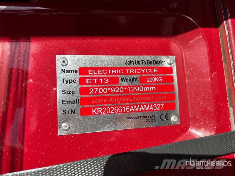  ET13-RED Electric Trike (Unused) 汽车