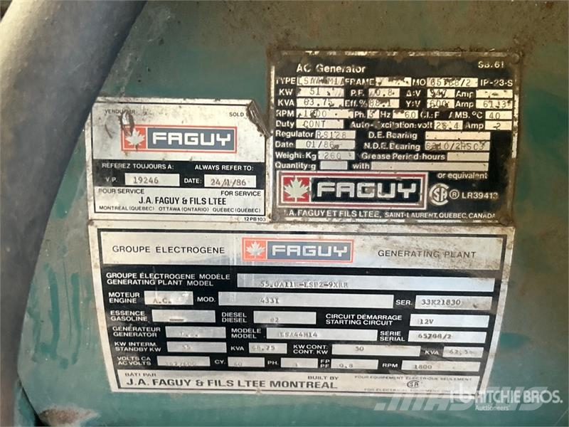 Faguy LSA44M14 51 kW Containerized Skid Mounted Generato Diesel Generators