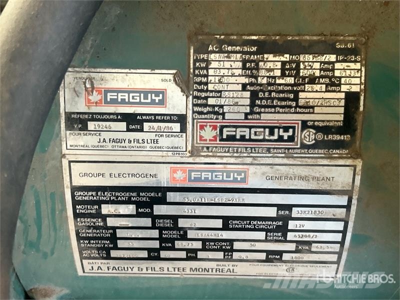Faguy LSA44M14 51 kW Skid-Mounted Enclosed Generator Set مولدات ديزل