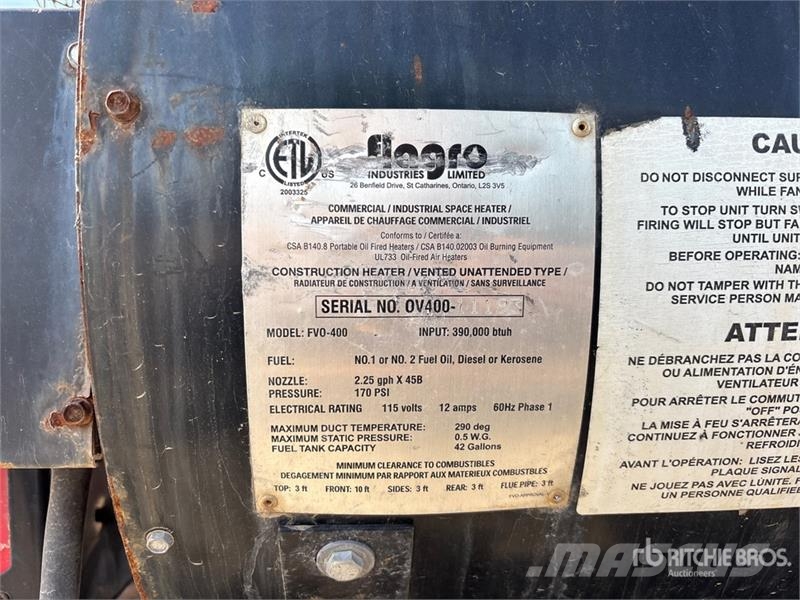 Flagro FV0-400 Topení a zařízení pro rozmrazování