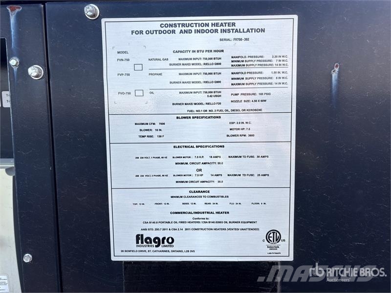 Flagro FVNP750 Kühl- und Heizsysteme