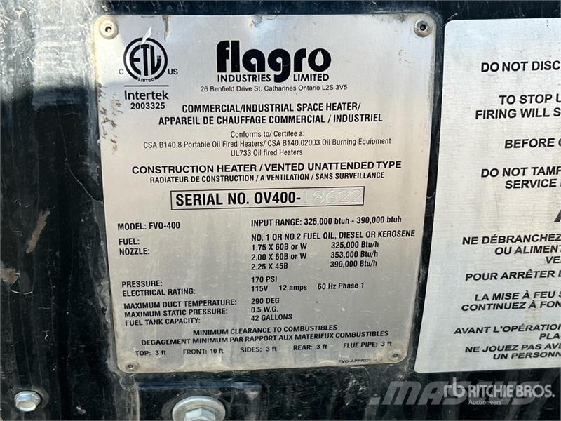 Flagro FVO-400 Fűtő és Hűtő felszerelések