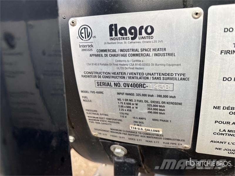 Flagro FVO-400RC 390000 BTU Space Heater Εξοπλισμός θέρμανσης και ξεπαγώματος