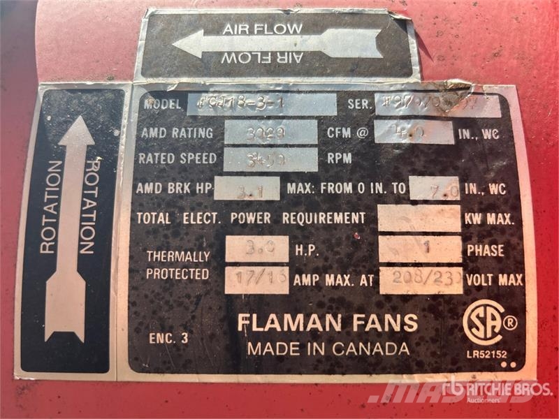  Flaman Fans FCJ-18-3-1 3 hp Aeration Fan 穀物烘乾機