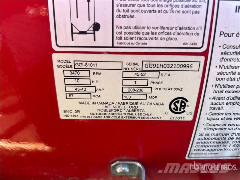 Flaman GG91H032100996 10 hp Aeration Fan Grain dryers