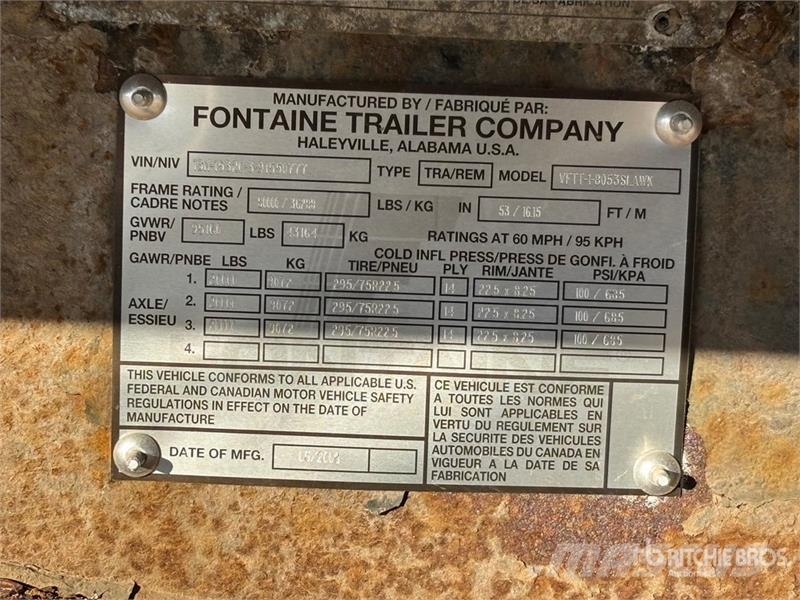 Fontaine 53 ft T/A Flatbed Trailer Vlakke laadvloer