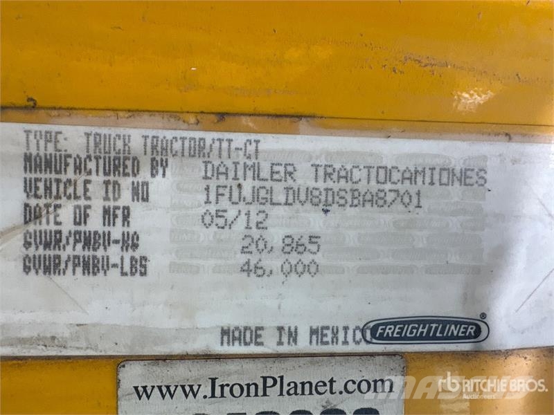 Freightliner Cascadia 125 6x4 T/A Sleeper Truck Tractor Tractor Units