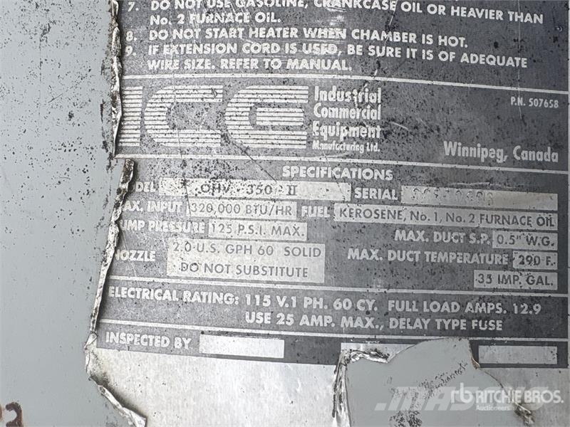 Frost Fighter Fighter OHV350II 320000 BTU Space Heater Sildīšanas un atkausēšanas iekārtas